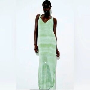 Green Zara Sequined Tulle Dress